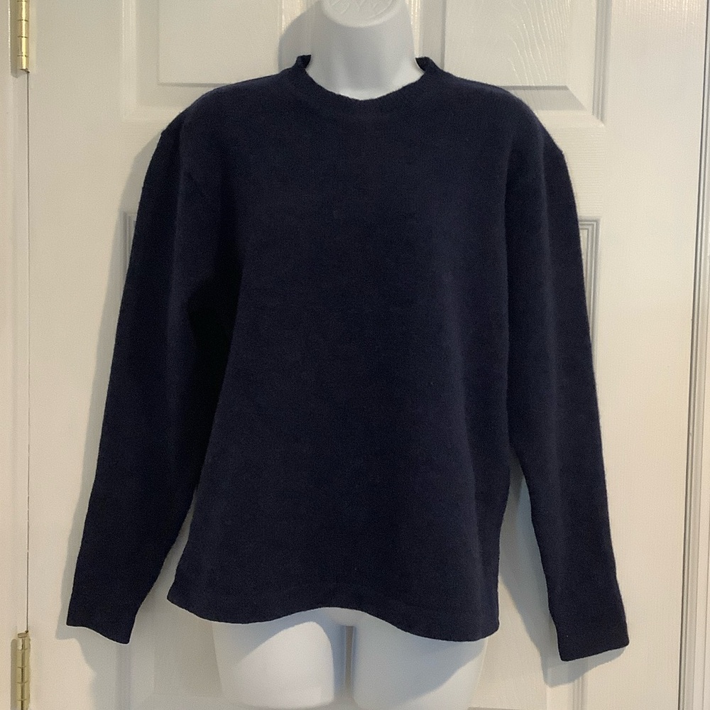 GAP 100% Lambs Wool Fuzzy Navy Blue Crewneck Oversized Crewneck Sweater XS